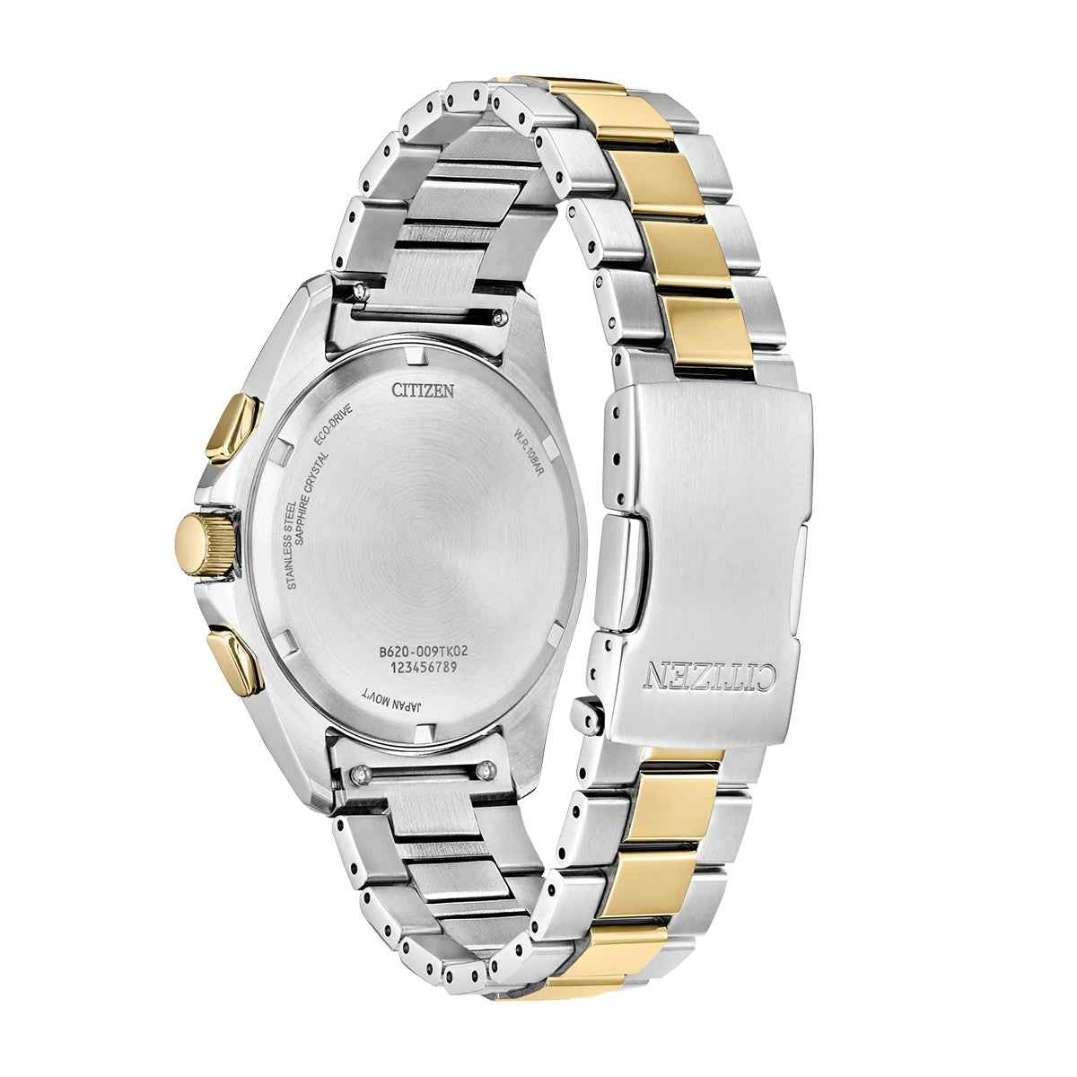 Citizen Men's Sport Luxury Eco-Drive Two-Tone Stainless Steel Watch with Green Dial front view