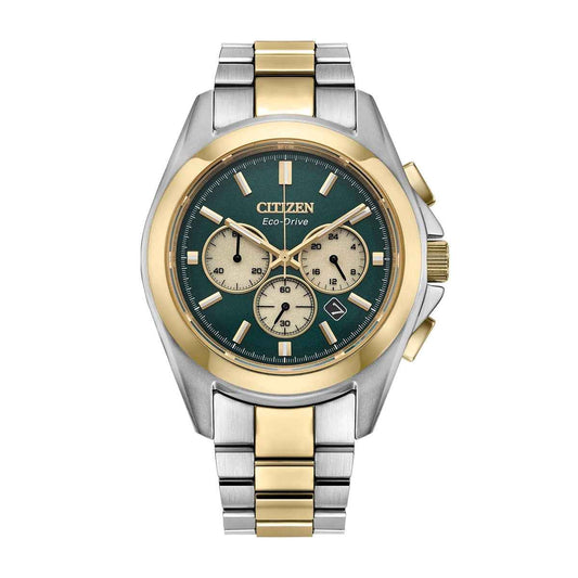 Citizen Men's Sport Luxury Eco-Drive Two-Tone Stainless Steel Watch with Green Dial