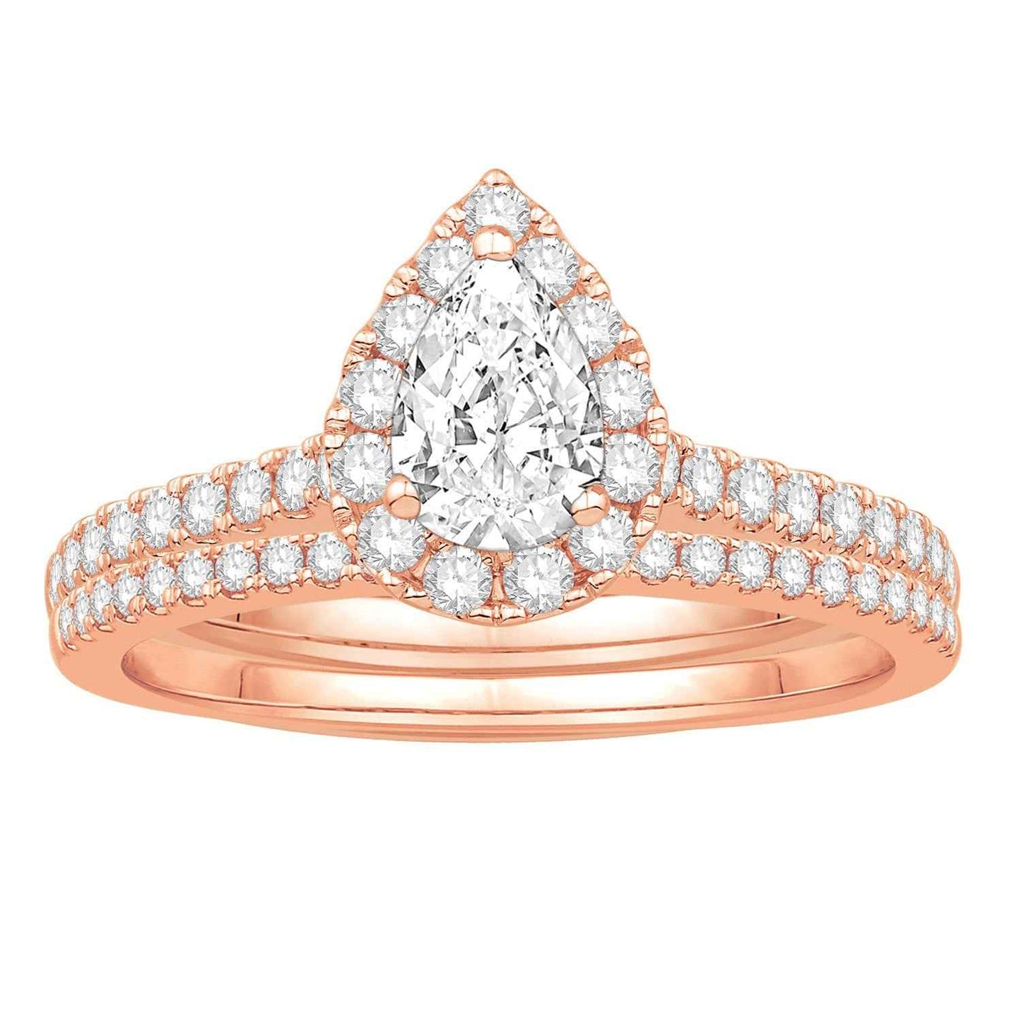 Amaura Collection 1 ct. tw Pear Shaped Diamond Halo Engagement Ring in 14K Pink Gold