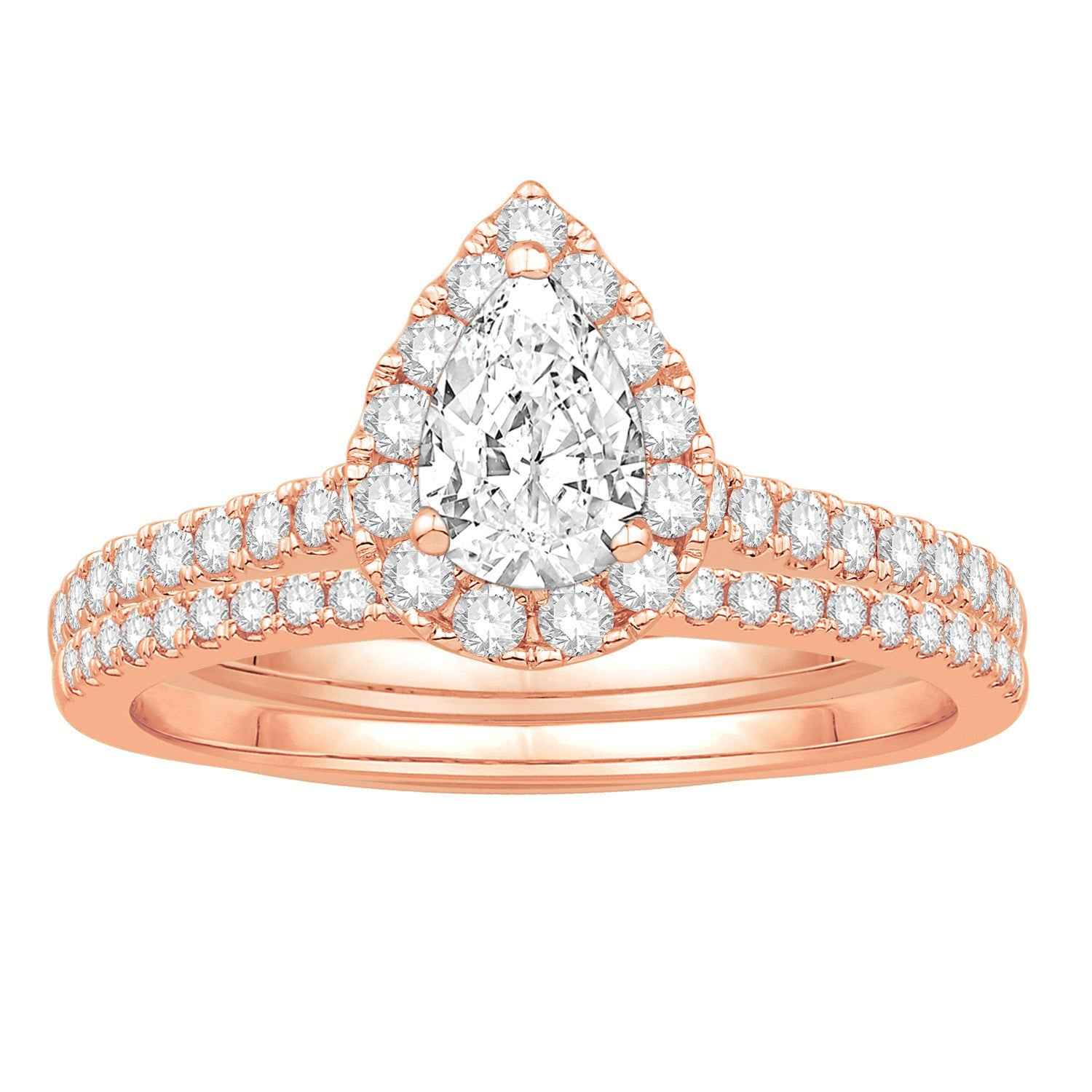 Amaura Collection 1 ct. tw Pear Shaped Diamond Halo Engagement Ring in 14K Pink Gold