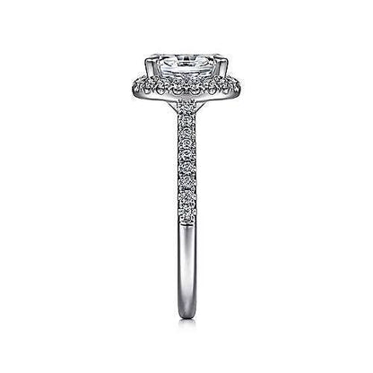 Gabriel & Co. 1/3 ct. tw. Oval Semi-Mount Diamond Halo Engagement Ring in 14K White Gold side profile