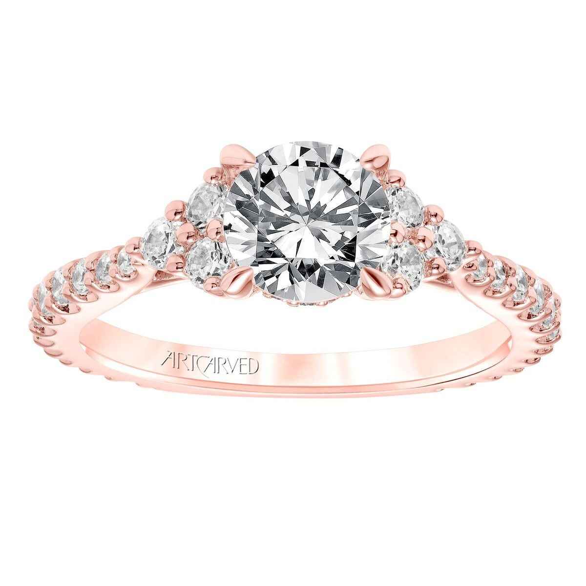 Artcarved Classic 1/2 ct. tw. Diamond Semi-Mount Engagement Ring in 14K Pink Gold close-up detail