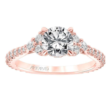 Artcarved Classic 1/2 ct. tw. Diamond Semi-Mount Engagement Ring in 14K Pink Gold close-up detail