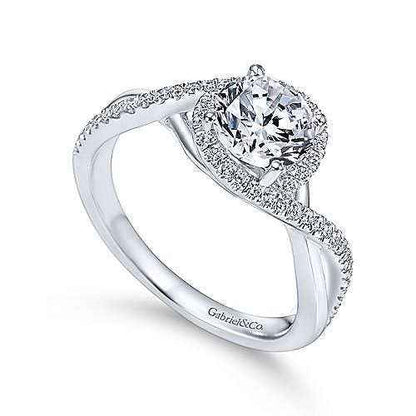 Gabriel & Co. 1/4 ct. Round Semi-Mount Twisted Engagement Ring in 14K Gold front view