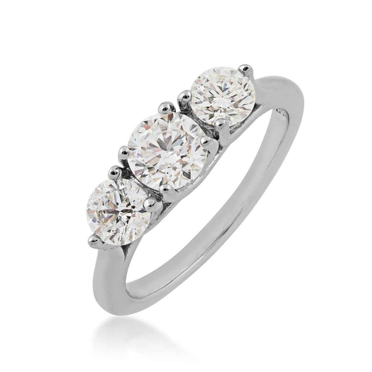 1-1/2 ct. tw. Classic Round Brilliant Diamond 3-Stone Anniversary Ring in 14K White Gold front view