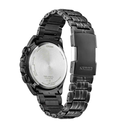 Citizen Men's PCAT Eco-Drive Black Stainless Steel Watch with Black Dial front view