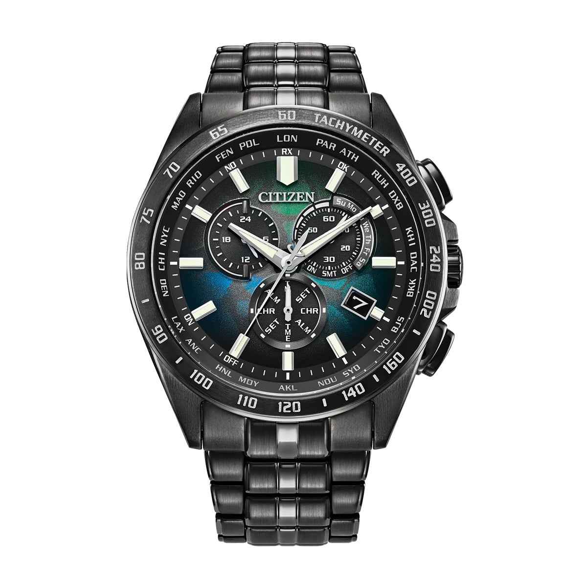 Citizen Men's PCAT Eco-Drive Black Stainless Steel Watch with Black Dial
