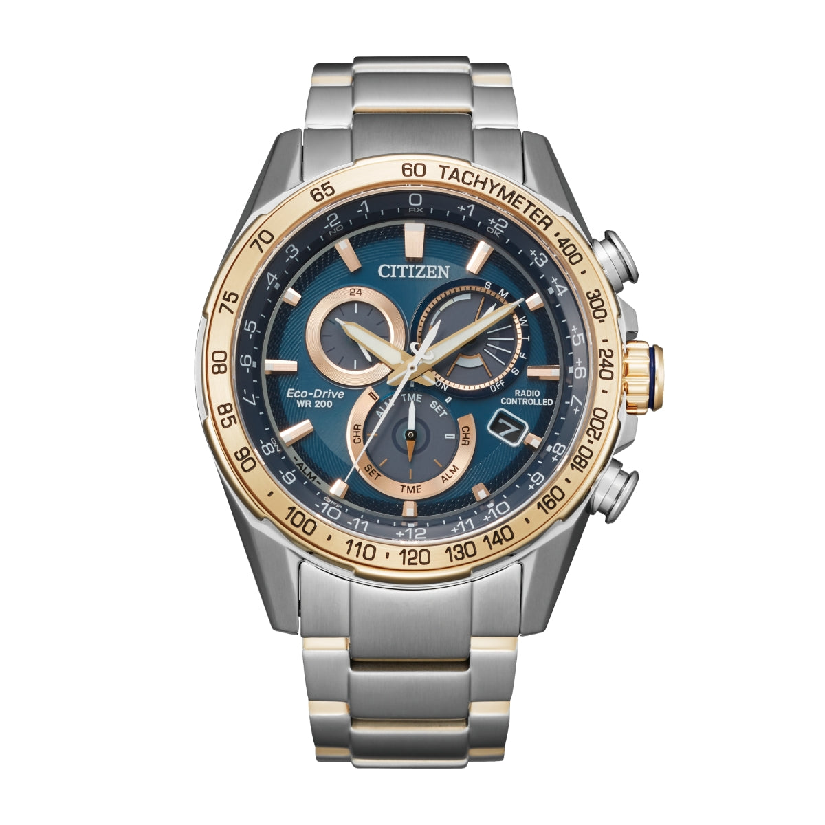 Citizen Men's PCAT Two-Tone White & Pink Stainless Steel Watch with Blue Dial