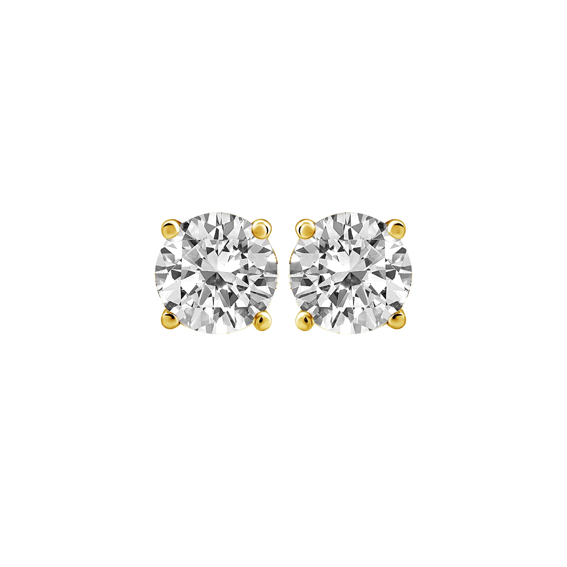 2 ct. tw. Round Brilliant Diamond Solitaire Earrings in 14K Yellow Gold Setting