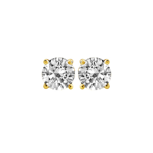 2 ct. tw. Round Brilliant Diamond Solitaire Earrings in 14K Yellow Gold Setting