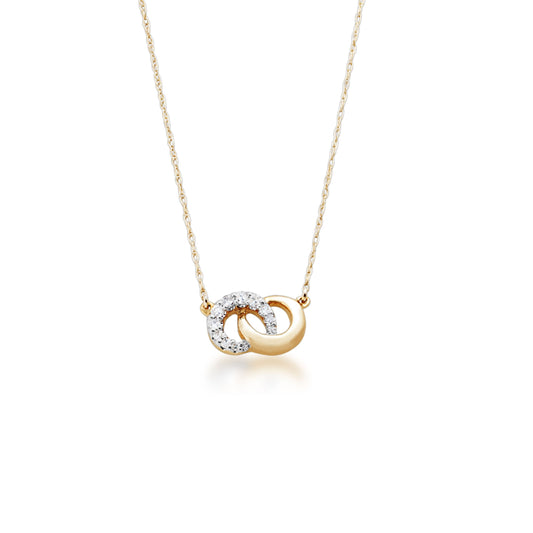 .06 ct. tw. Round Double Circle Diamond Pendant in 10K Yellow Gold