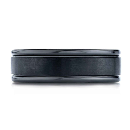 BENCHMARK Mens 7MM Black Cobalt Chrome Wedding Ring with Brushed Finish