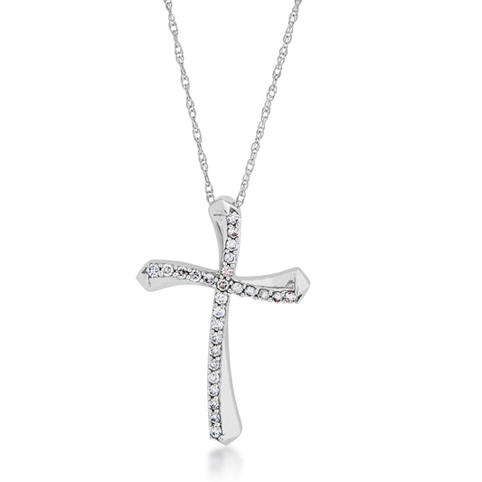 1/5 ct. tw. Diamond Twist Cross Pendant in 10K White Gold