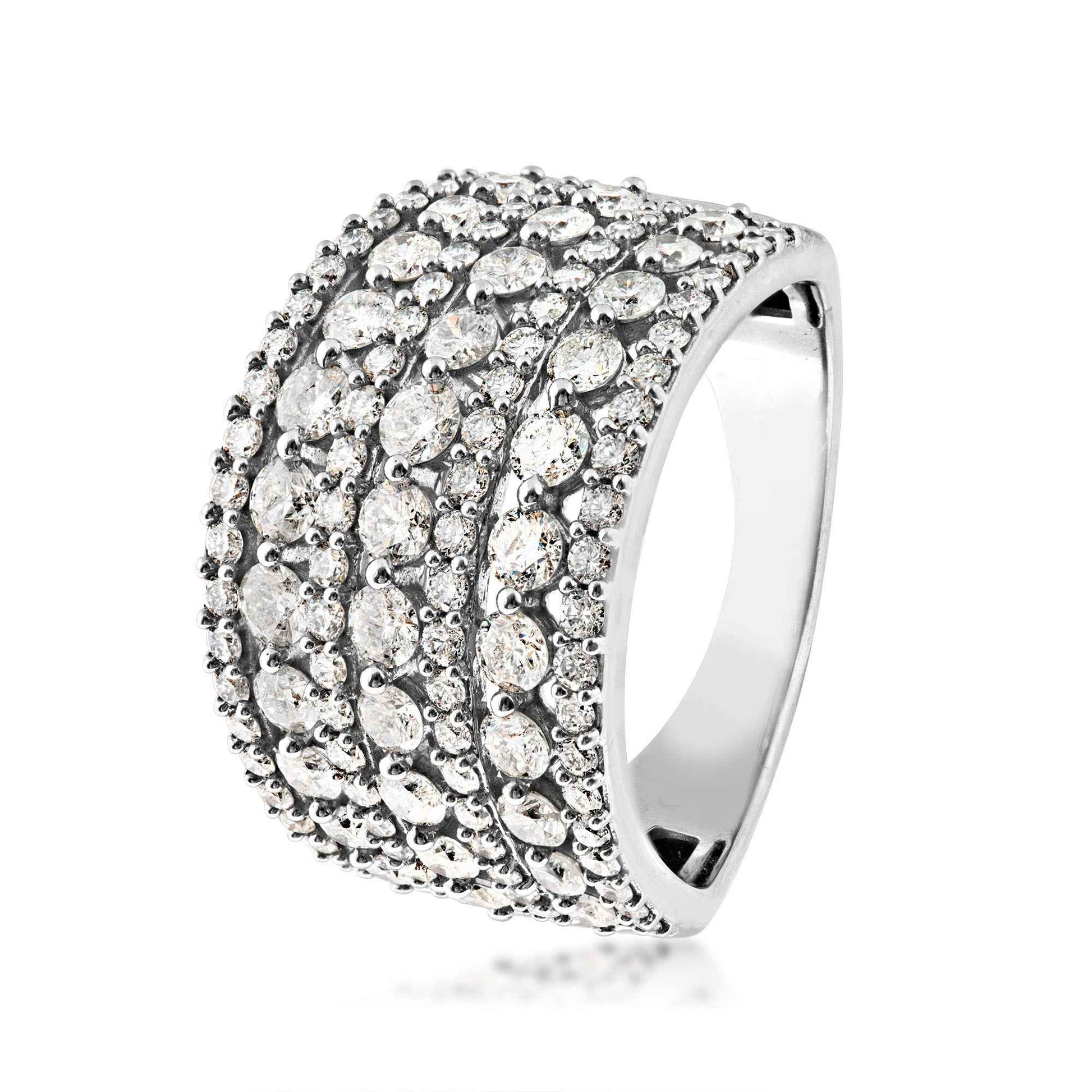 2 ct. tw Round 7-Row Diamond Wedding Anniversary Band in 10K White Gold front view
