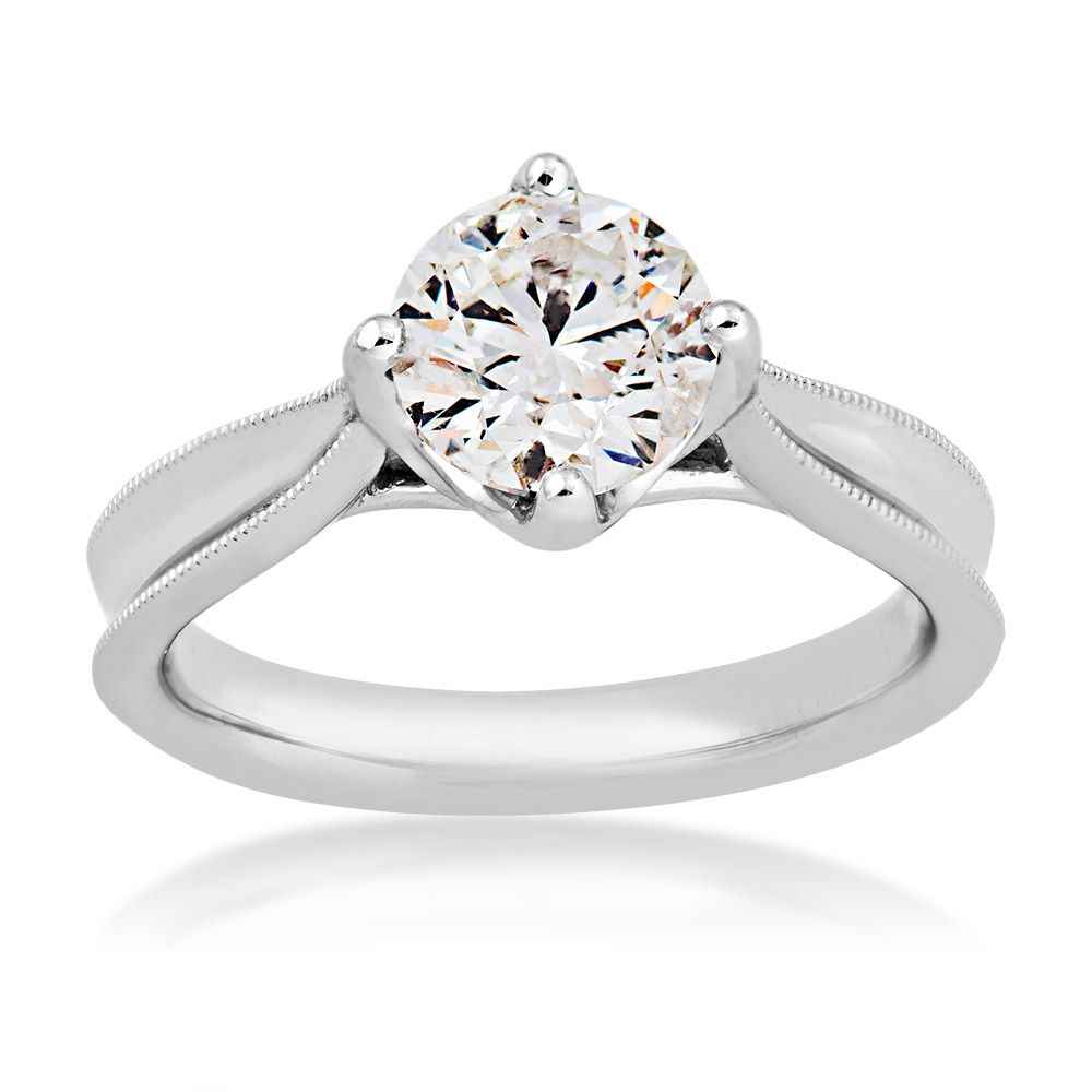 Canadian Rocks 1/2 ct. tw. Round Diamond Solitaire Engagement Ring with Milgrain Edge Detailing in 14K White Gold