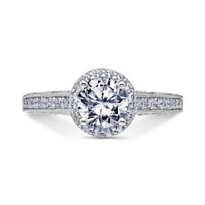 Scott Kay Heavens Gates 1/2 ct. tw. Diamond Halo Semi-Mount Engagement Ring with Undercarriage Milgrain Border front view