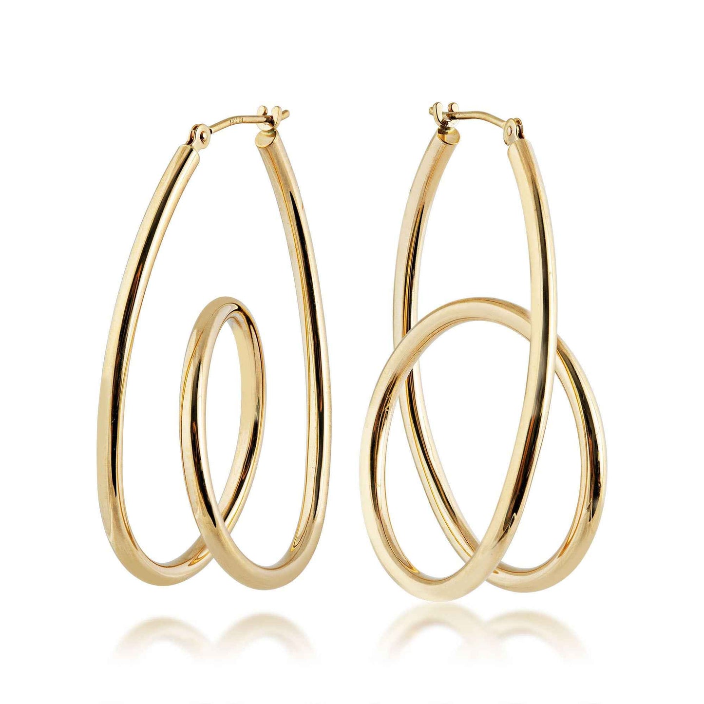 Ladies' 2MM Oval Orbit Fashion Earrings in 10K Yellow Gold