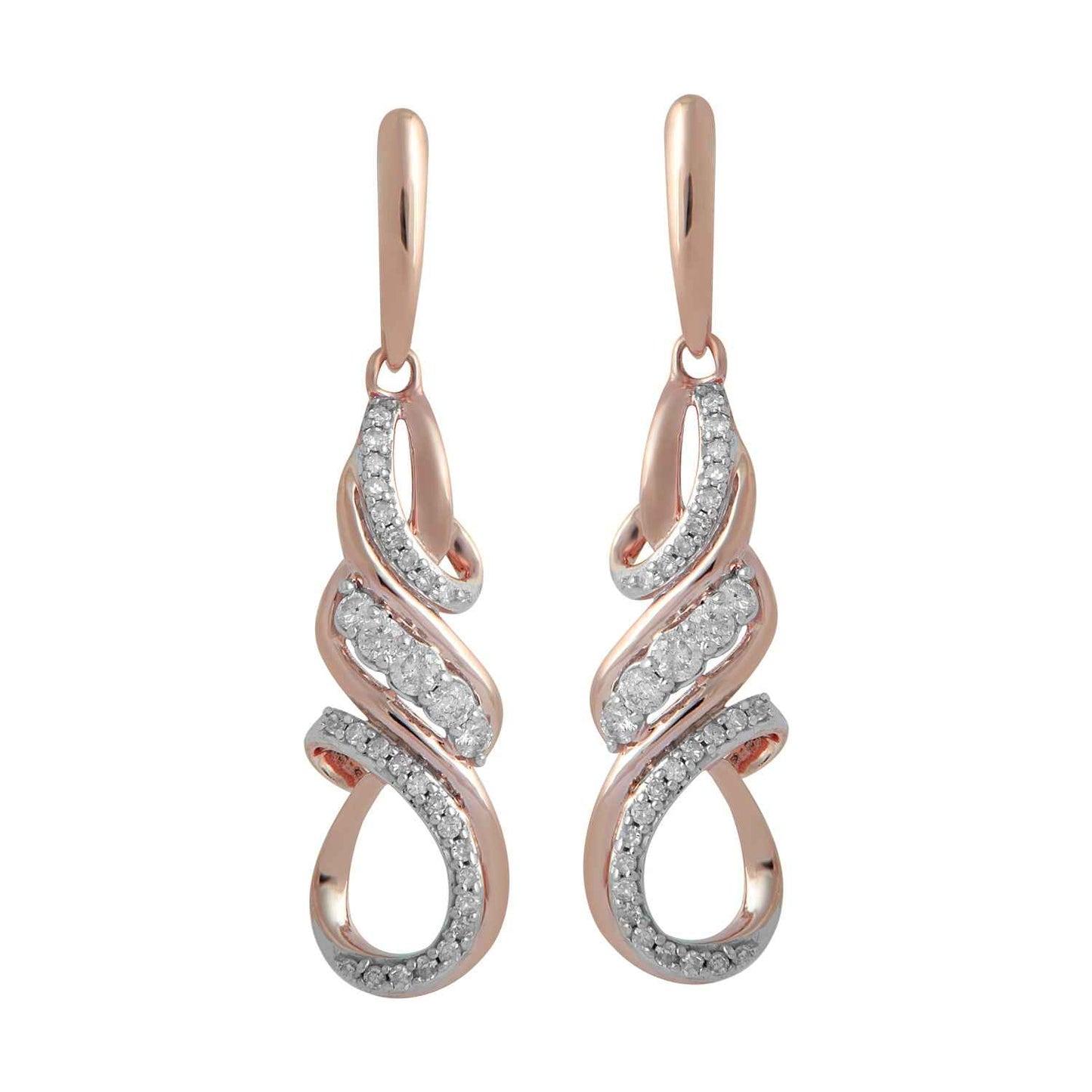 1/4 ct. tw. Diamond Fashion Twist Dangle Earrings in 10K Pink Gold