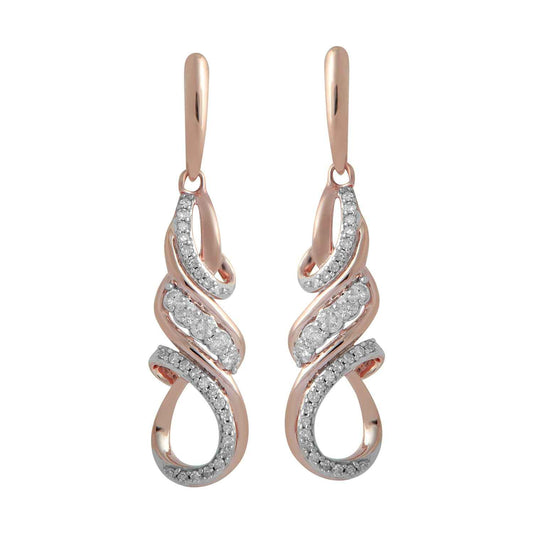 1/4 ct. tw. Diamond Fashion Twist Dangle Earrings in 10K Pink Gold