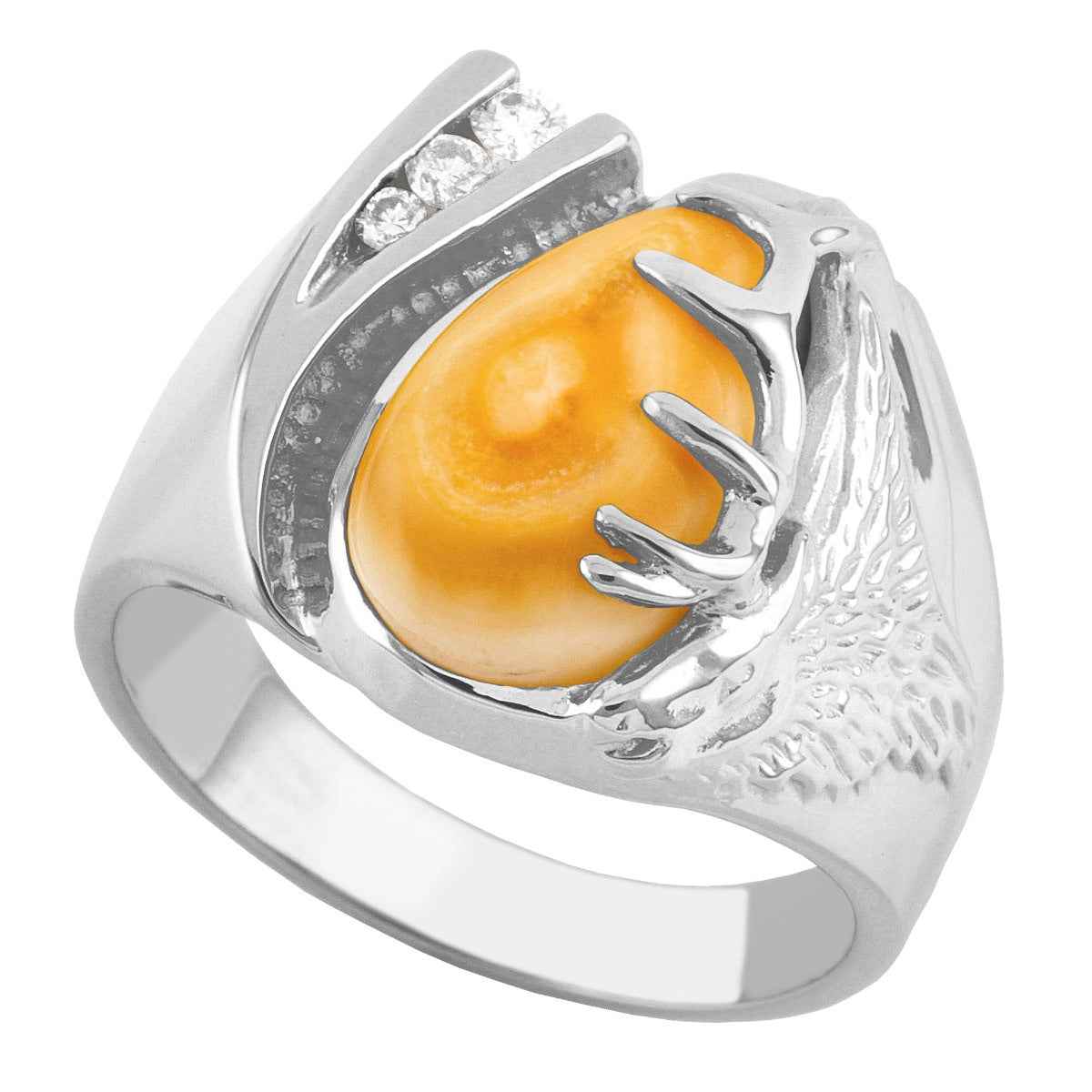 Men's Elk Ivory with 1/8ct. tw. Round Diamond Ring in Sterling Silver - Glacier