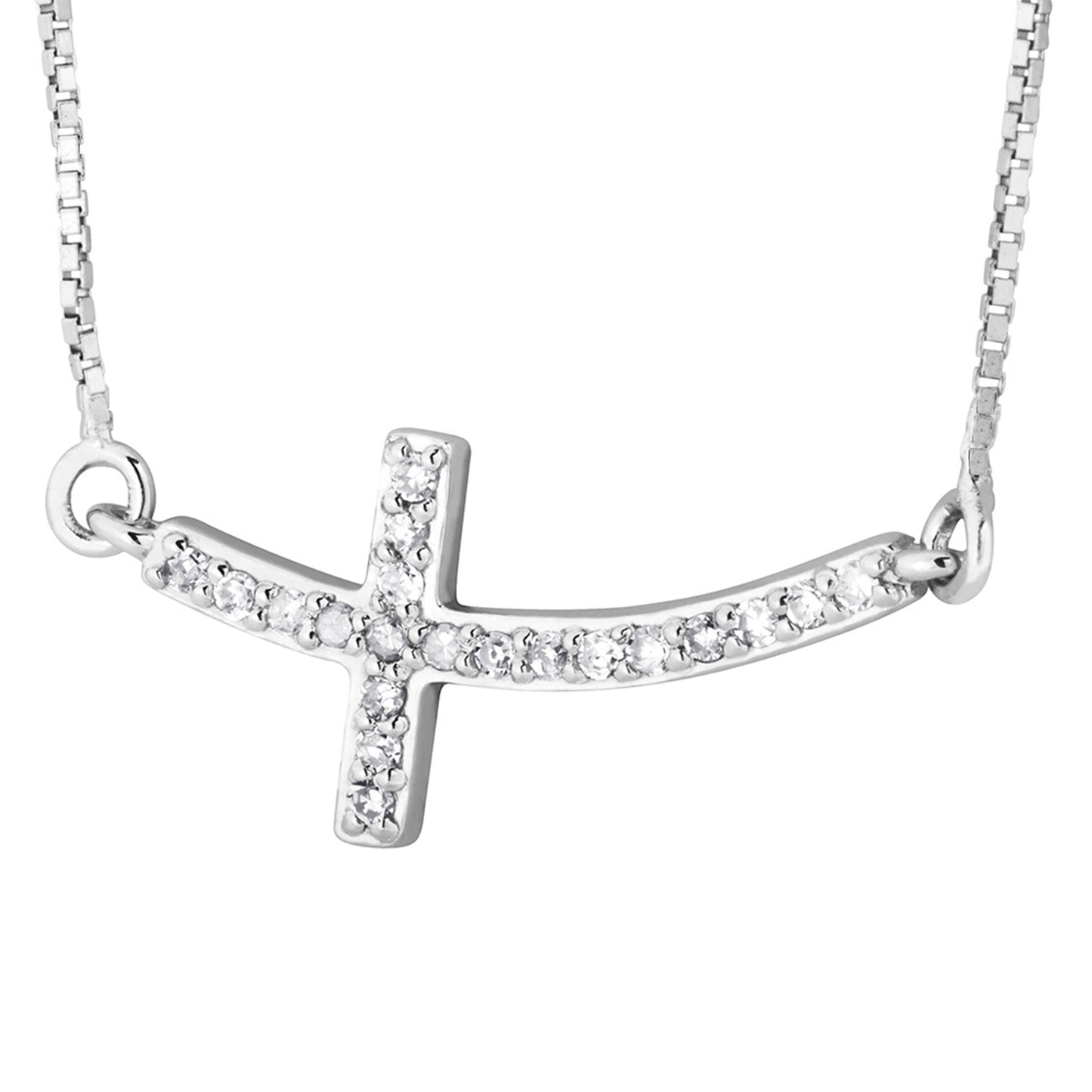 1/10 ct. tw. Sideways Diamond Cross Pendant in Sterling Silver