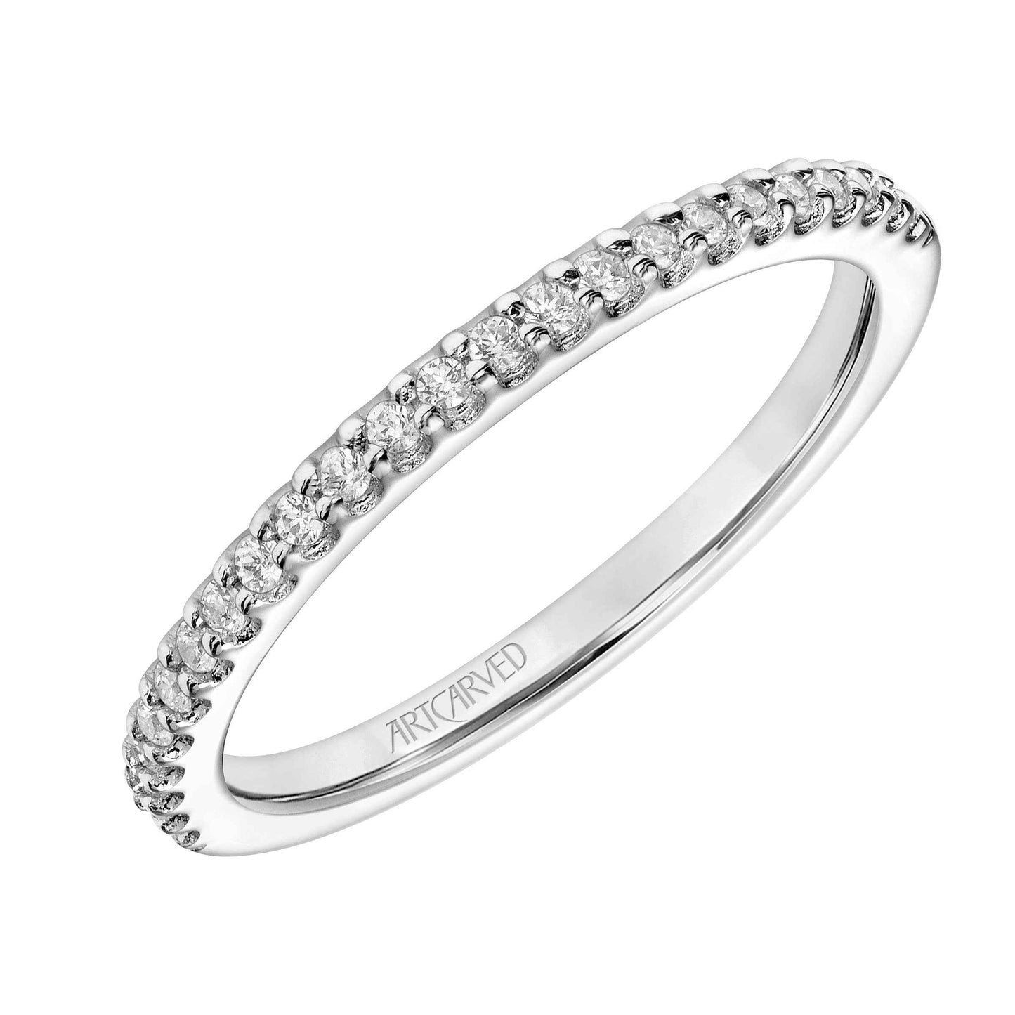 ArtCarved Classic 1/5 ct. tw. Round Diamond Wedding Band in 14K White Gold front view