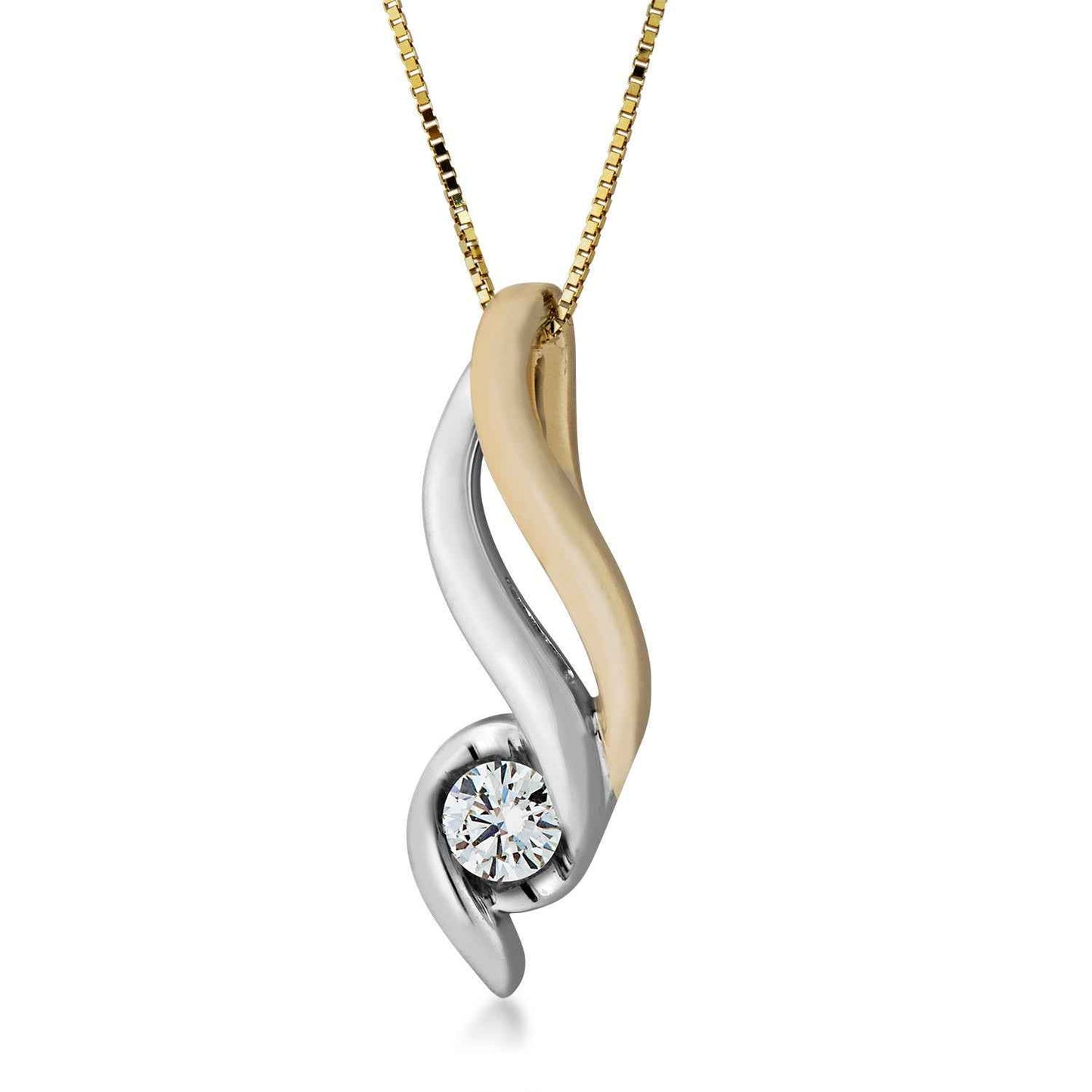 Sirena 1/5 ct. tw. Round Diamond 'Flame' Pendant in Two-Tone Gold