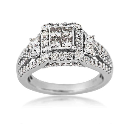 1-5/8ct. tw Quad Diamond Halo Engagement Ring in 14k White Gold