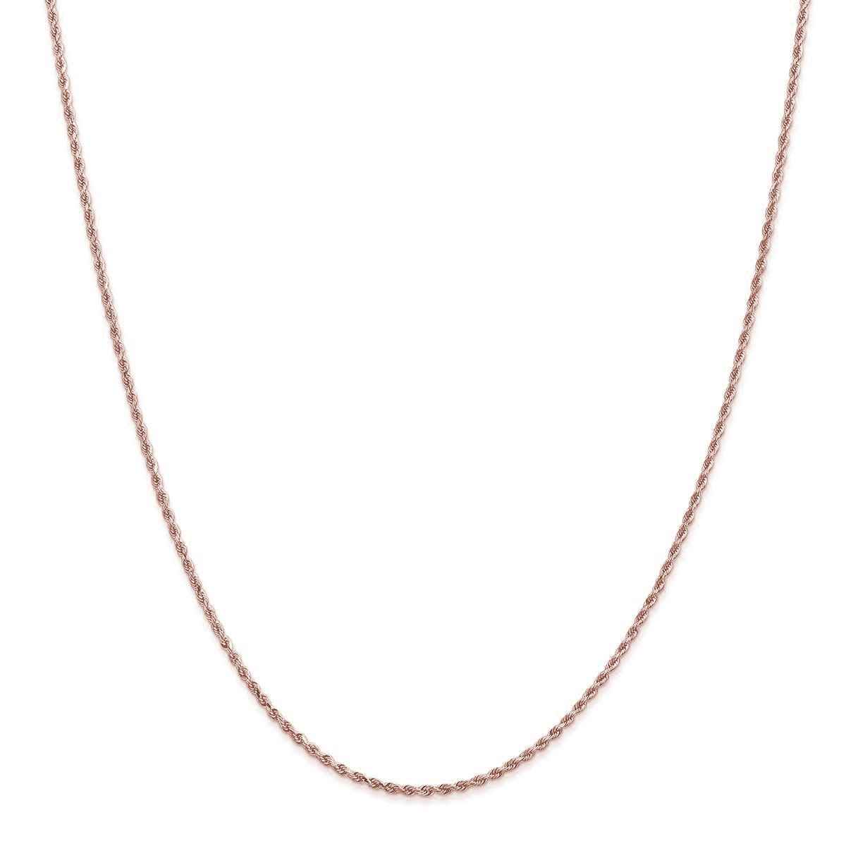 1.5mm 20-inch Solid Diamond Cut Rope Chain 10K Pink Gold