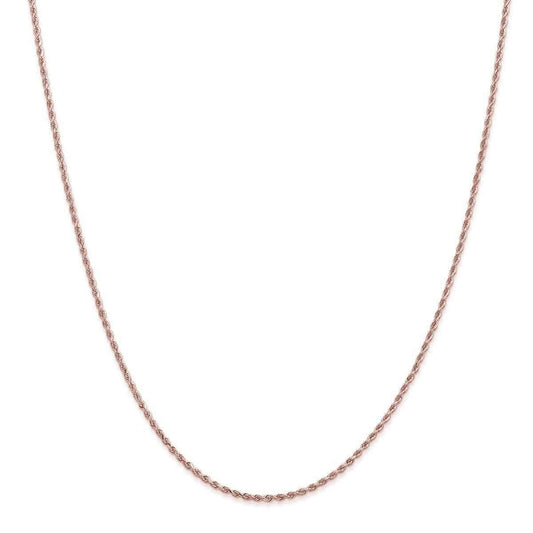 1.5mm 20-inch Solid Diamond Cut Rope Chain 10K Pink Gold