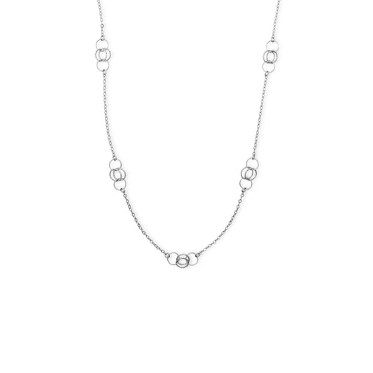 36-inch Double-Layer Linked Circle Fashion Chain in Sterling Silver front view