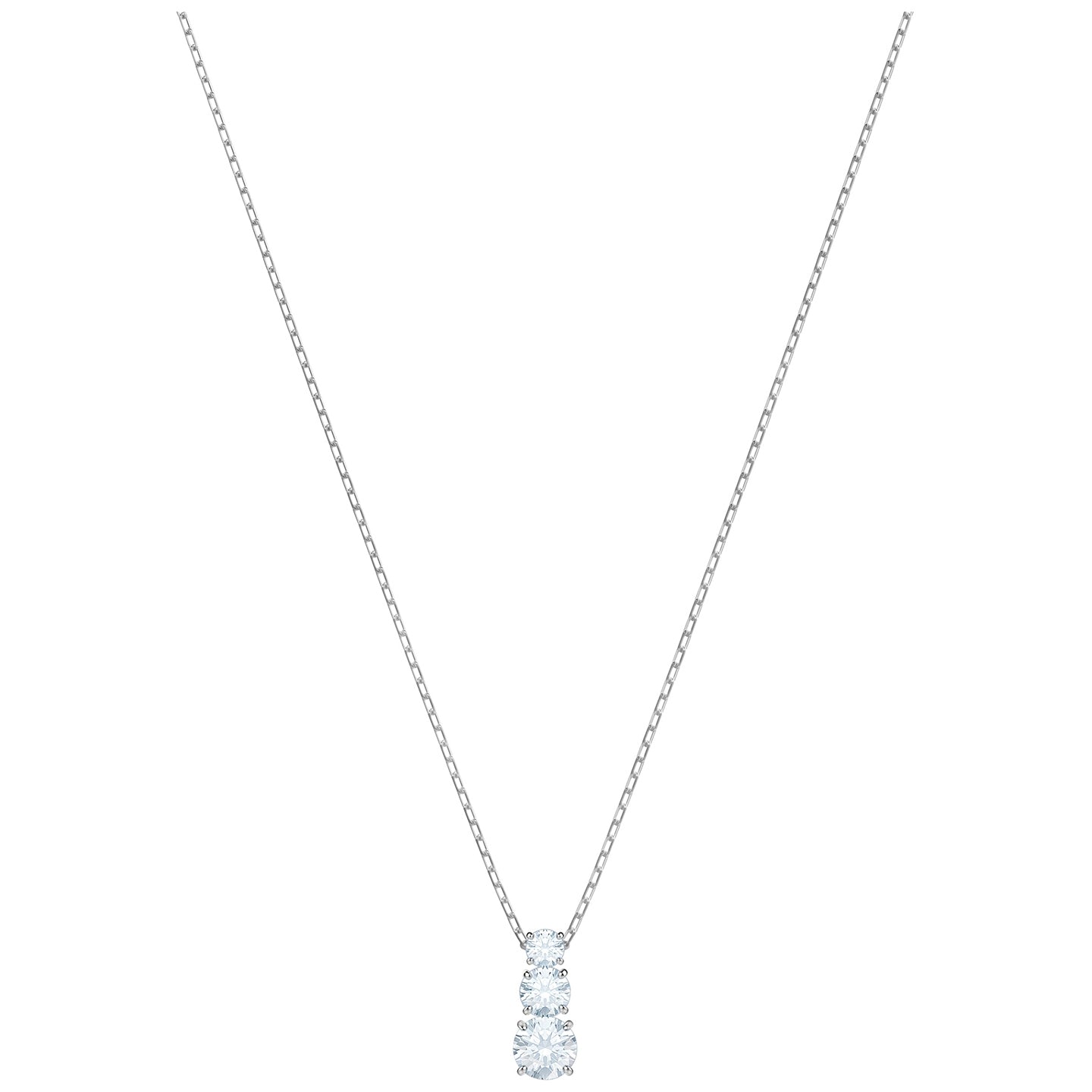 Swarovski Attract Trilogy Collection White Crystal Pendant in Rhodium Plating