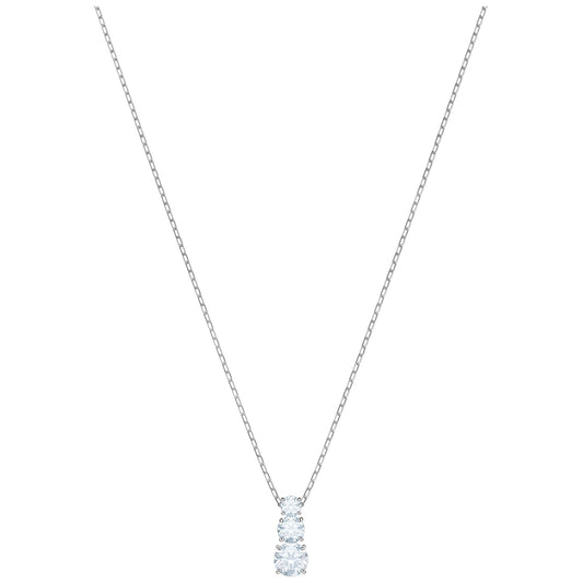Swarovski Attract Trilogy Collection White Crystal Pendant in Rhodium Plating