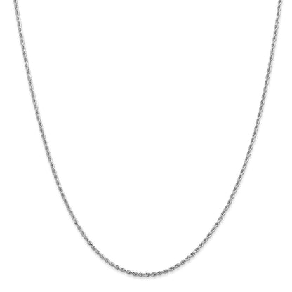 1.5mm 20-inch Solid Diamond Cut Rope Chain 10K White Gold