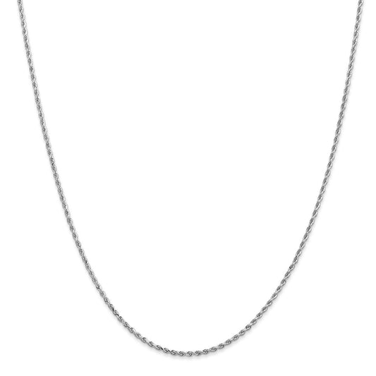 1.5mm 20-inch Solid Diamond Cut Rope Chain 10K White Gold