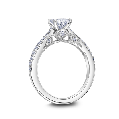 Scott Kay Heaven's Gates 1/3 ct. tw. Diamond Semi-Mount Engagement Ring with Tapered Diamond Design in 14K close-up detail