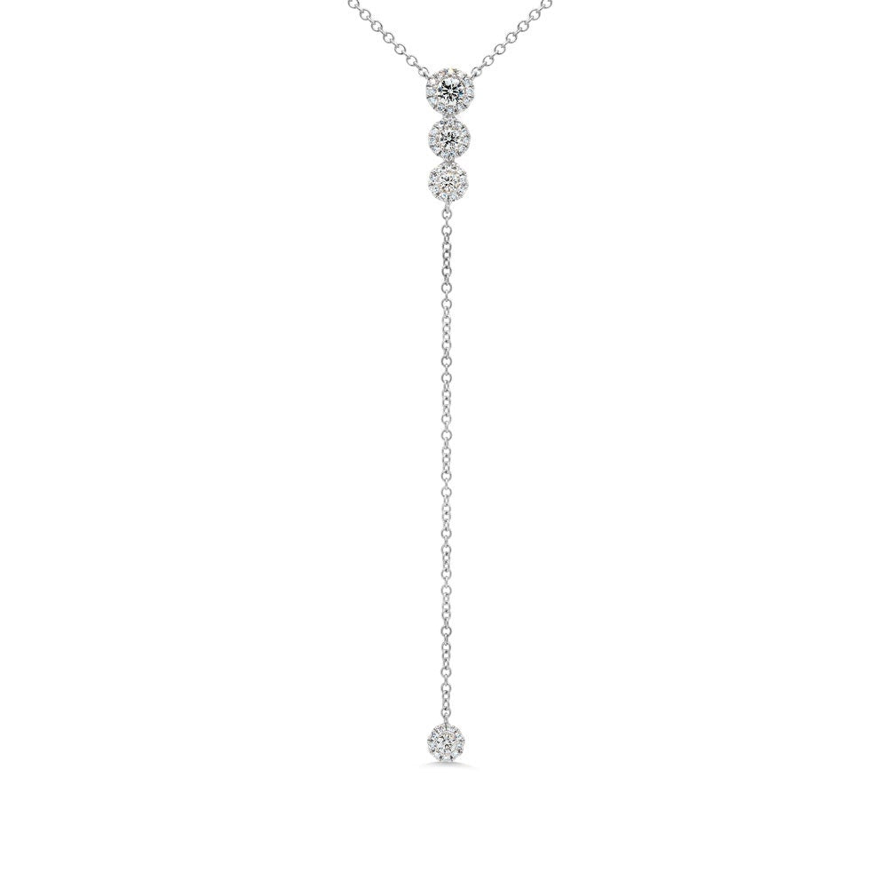 Shy Creation 1/3 ct. tw. Round Brilliant Diamond Fashion Halo Lariat Necklace in 14K White Gold