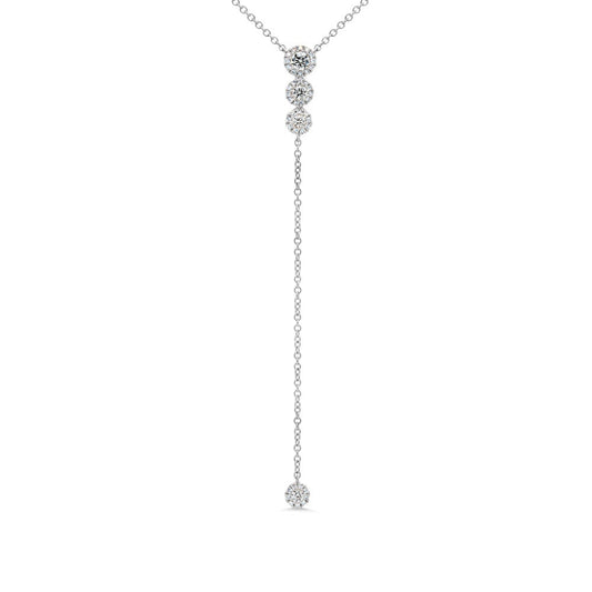 Shy Creation 1/3 ct. tw. Round Brilliant Diamond Fashion Halo Lariat Necklace in 14K White Gold