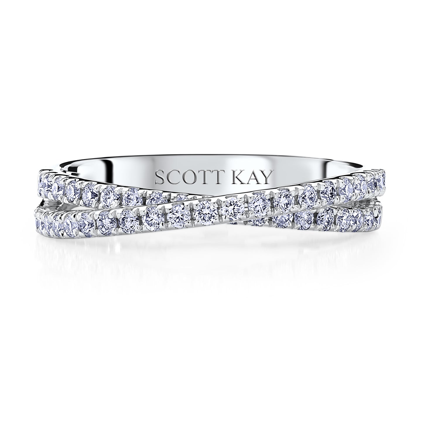 Scott Kay 1/2 ct. tw. Diamond Wedding Band with Crossover Design in 14K White Gold side profile