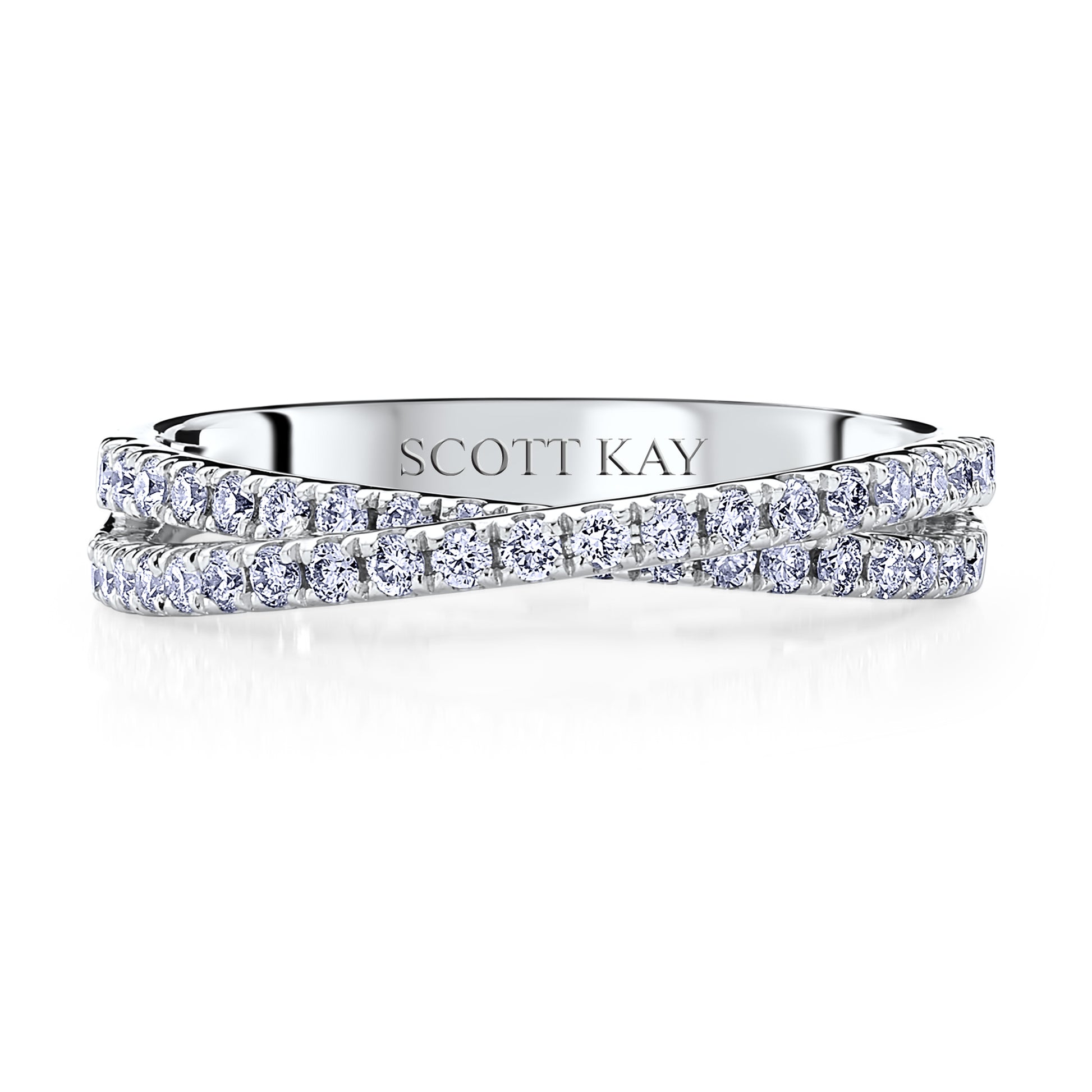 Scott Kay 1/2 ct. tw. Diamond Wedding Band with Crossover Design in 14K White Gold side profile