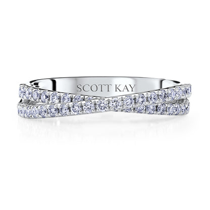 Scott Kay 1/2 ct. tw. Diamond Wedding Band with Crossover Design in 14K White Gold side profile