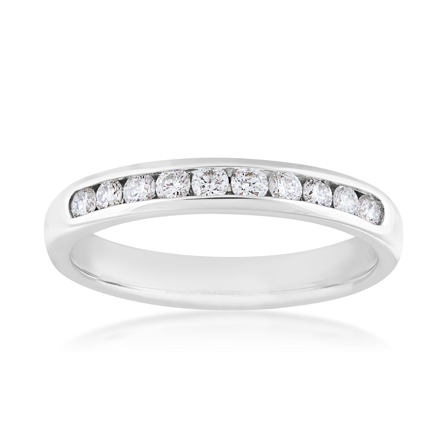 1/3 CT. TW. Round Diamond Channel Set Anniversary Ring in 14K White Gold