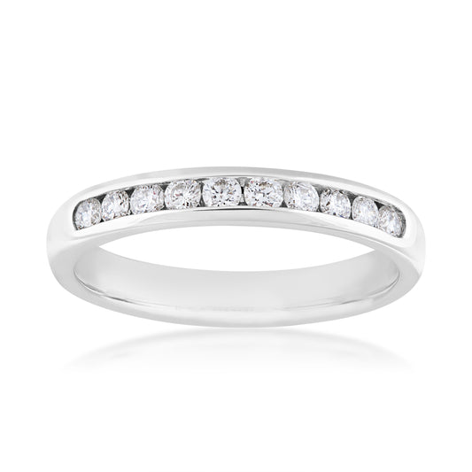 1/3 CT. TW. Round Diamond Channel Set Anniversary Ring in 14K White Gold