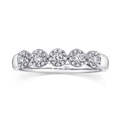 Shy Creation 3/8 ct. tw. Round Brilliant Diamond Cluster Halo Fashion Ring in 14K White Gold close-up detail