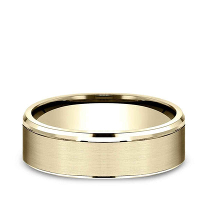 Benchmark Men's 6.5mm Drop Edge Satin Finish Wedding Ring in 14K Yellow Gold