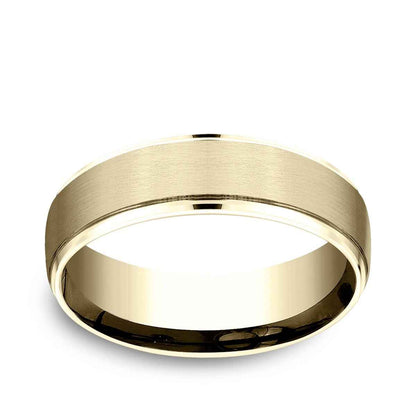 Benchmark Men's 6.5mm Drop Edge Satin Finish Wedding Ring in 14K Yellow Gold