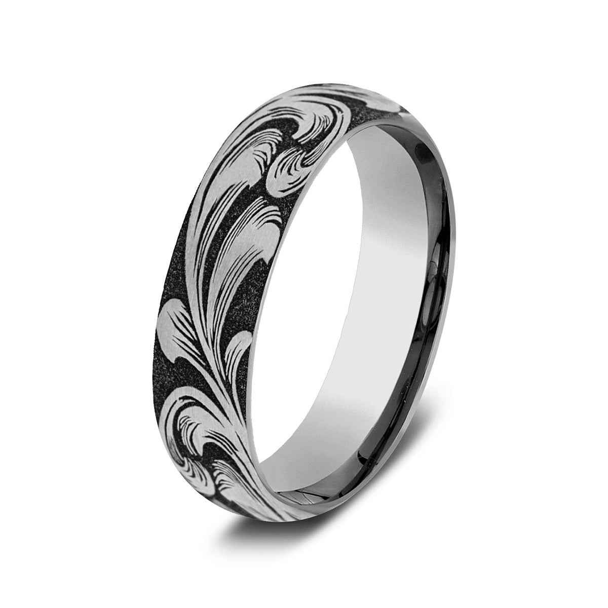 Benchmark Men's 6mm Script Design Wedding Ring in Tungsten