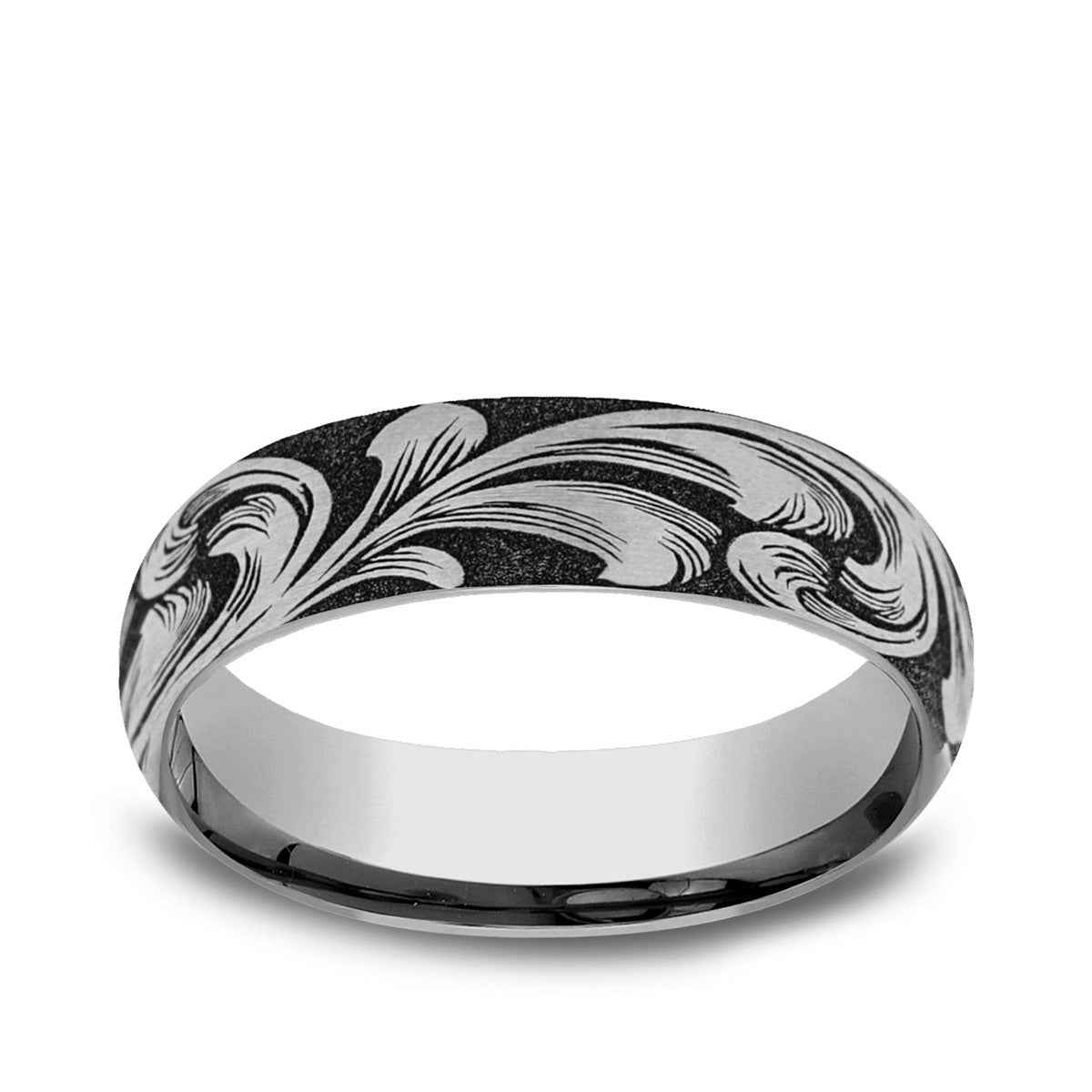 Benchmark Men's 6mm Script Design Wedding Ring in Tungsten