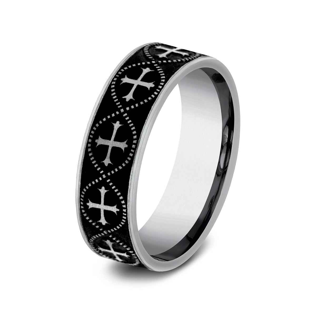 Benchmark Men's 7mm Infinity Cross Desing Wedding Ring in Tungsten