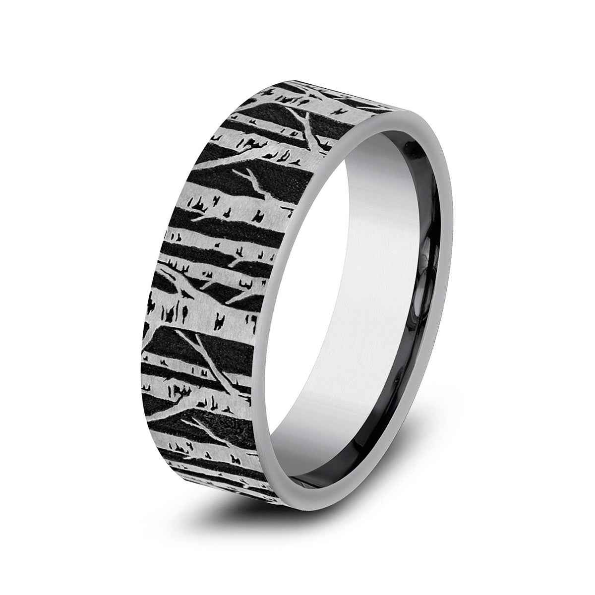 Benchmark Men's 7mm Brich Tree Design Wedding Ring in Tungsten